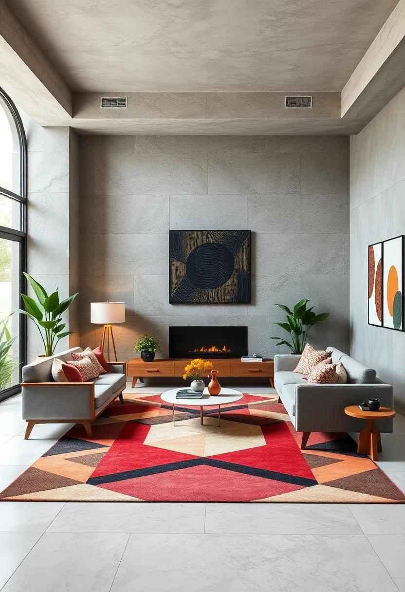 Geometric Area Rugs: Embrace the bold patterns ⁣often seen in mid-century homes ‍to add an artistic ⁢touch to your‌ living space