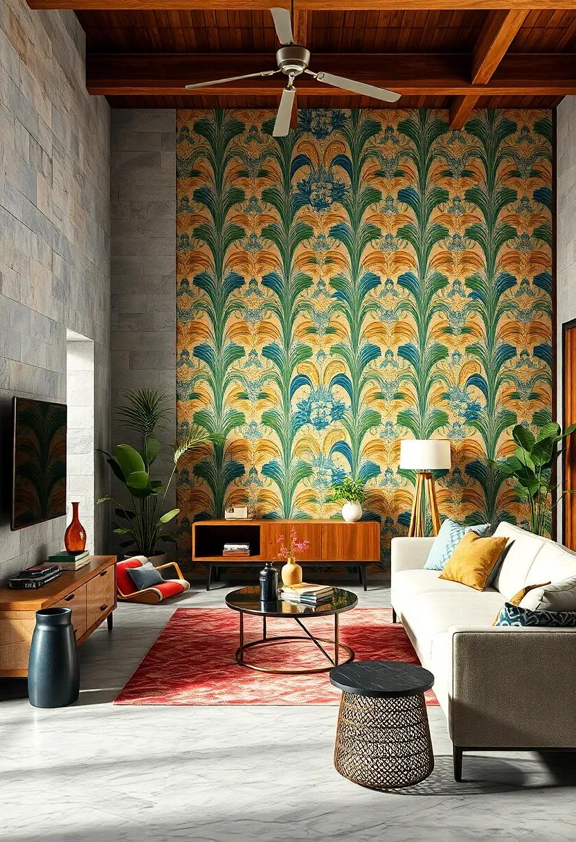 Retro-infused Wallpaper: Transform your walls‌ with patterns ‌that echo mid-century designs, reviving your space with vibrant energy