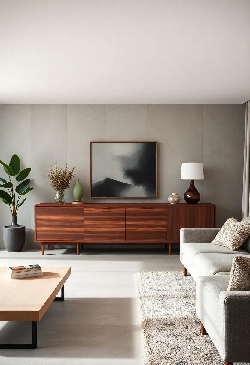A ⁤Sleek Walnut Credenza: Discover the⁤ beauty of‍ natural wood finishes that echo ‌the mid-century love for organic ​materials⁢ and ​craftsmanship