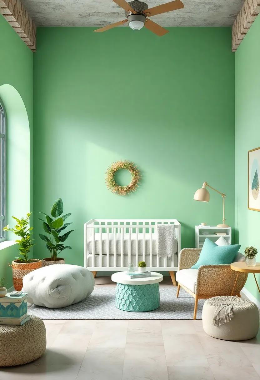 Complementary⁢ Colors That enhance the Mint Green Palette in Your Nursery