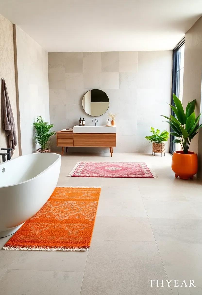 Statement Rugs: Layer beautiful area rugs over your⁤ tiles to ​soften the space, adding comfort and style while‌ allowing for ⁢easy‍ updates