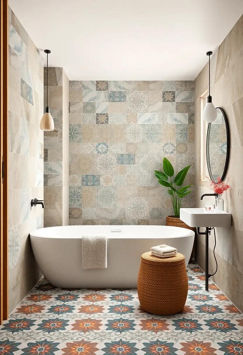Colorful ‍Cement Tiles:‌ Make a bold‌ statement with ⁤vibrant, patterned cement tiles that serve ​as the​ focal point⁢ of your ⁢bathroom