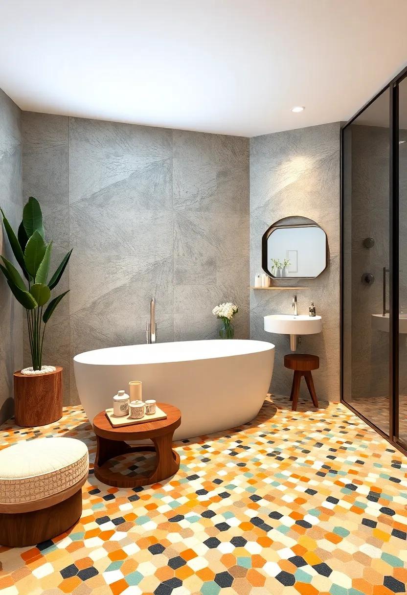 Customized⁤ Mosaic Art: Design a ‍unique mosaic ⁢floor that reflects your personal style and transforms⁤ your bathroom‌ into a piece of art