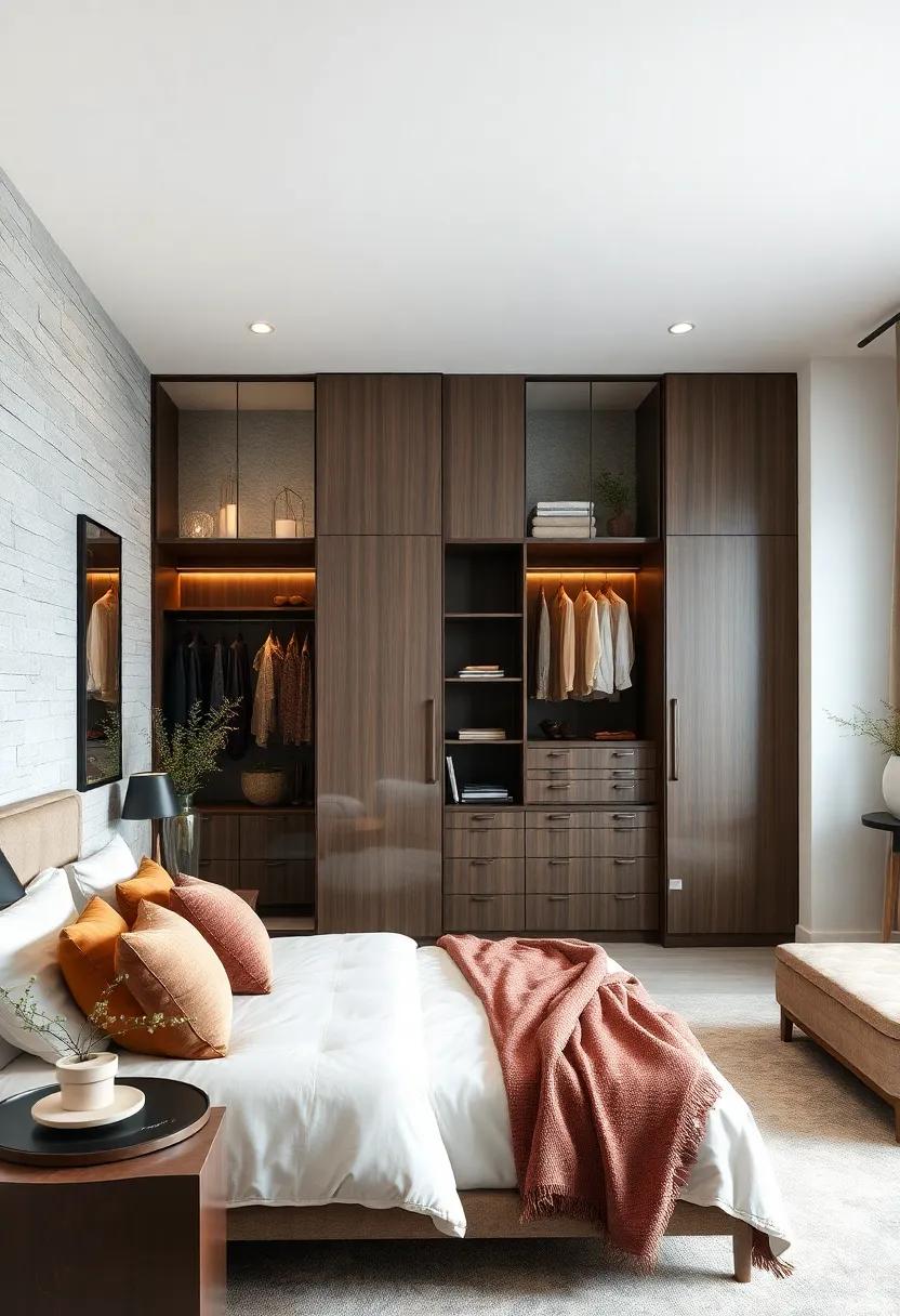 Accent wall: Create an eye-catching accent wall with wallpaper or wall decals in the ‌bedroom to ‌set the mood and divert attention to the closet sanctuary
