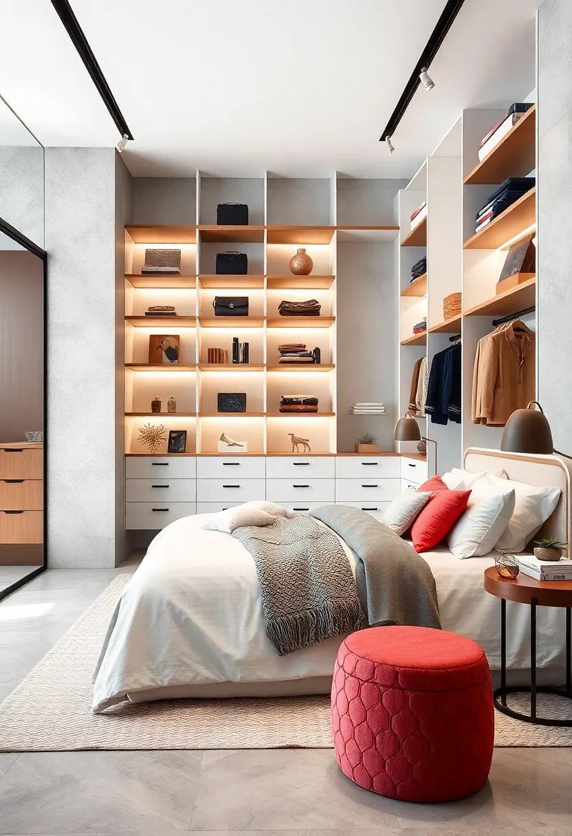 Open Shelving Display: Utilize open shelving ⁢in your closet to showcase ‌stylish accessories⁣ and create ⁣an aesthetically pleasing visual appeal