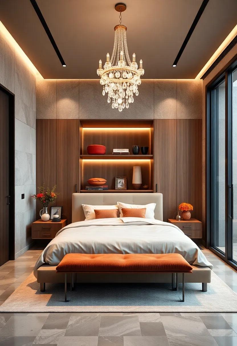 Statement Lighting: install a glamorous chandelier or‌ pendant light above the bed to ‍draw attention while accentuating the ‍stylishness ⁣of your​ walk-in‍ closet