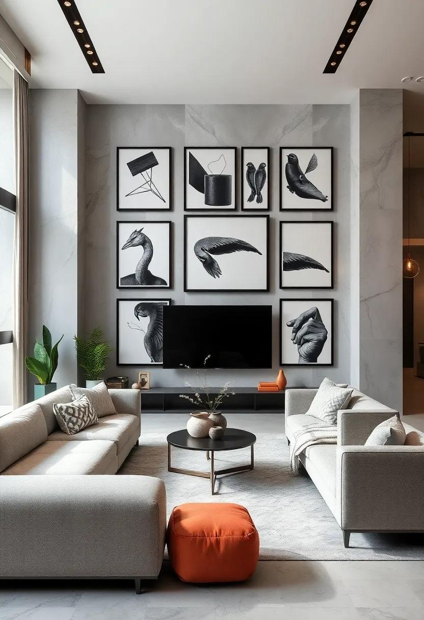 Curate a ⁣Gallery ​Wall Featuring Black and ⁤White ⁣Art with⁤ Gray Frames for a Stunning Visual Impact