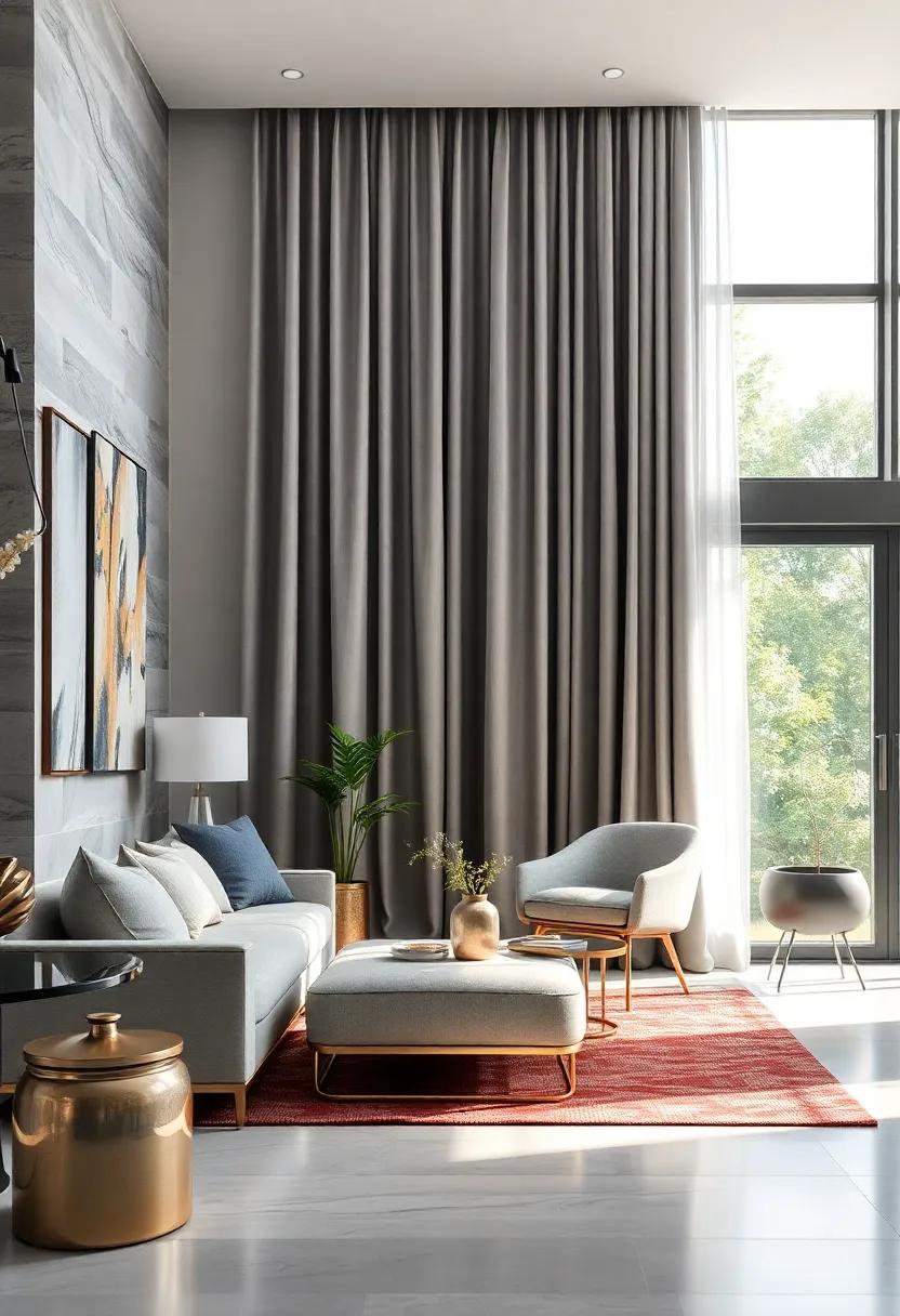 Add Subtle Glamour ⁢with Gray Linen Curtains that Cascade‍ Elegantly to the ⁣Floor