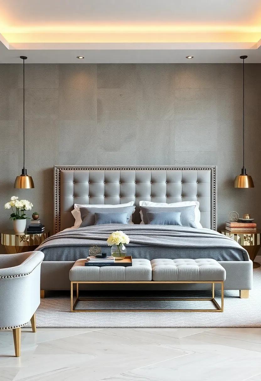 Embrace Gray Upholstered ​Headboards finished with Silver Nailhead Trim for a⁢ Stylish‌ Bedroom Focal Point