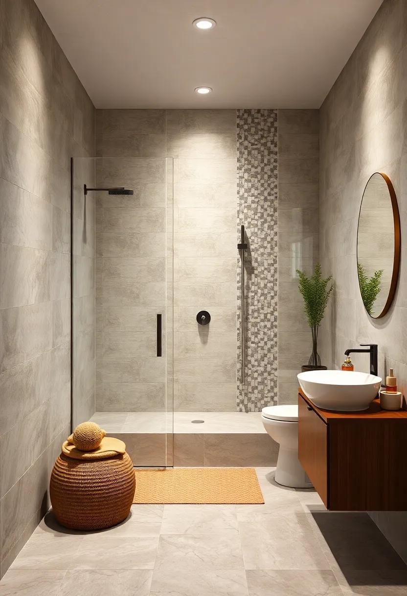 Glass Enclosure: A⁣ clear glass shower⁤ door enhances openness and allows ⁣tiled patterns to shine without distraction