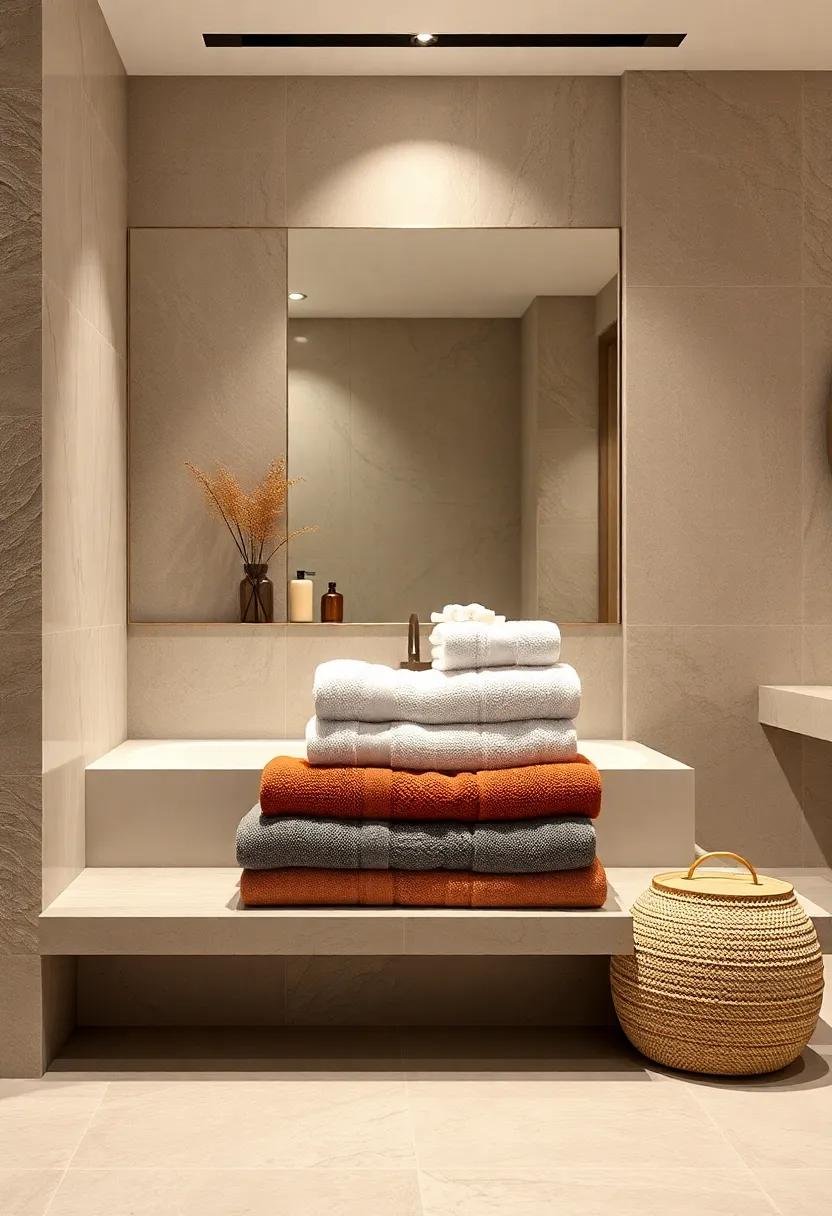 Layered ⁢Towels: ⁤Use various shades of towels stacked neatly ⁤for a spa ‍experience that invites relaxation