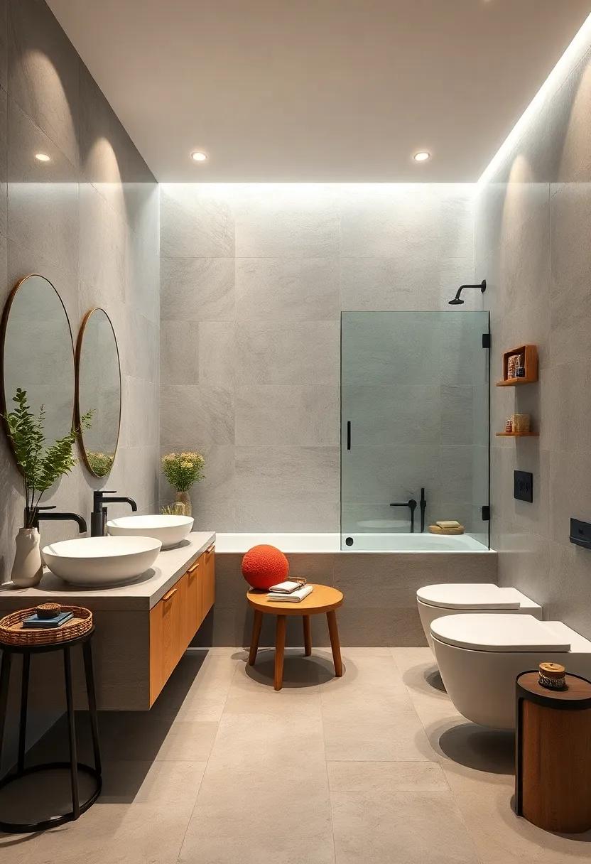 Soft Gray ‌Tiles: Opt for oversized tiles ⁣to create a spacious feel, ​while the gray ​hue adds a modern touch