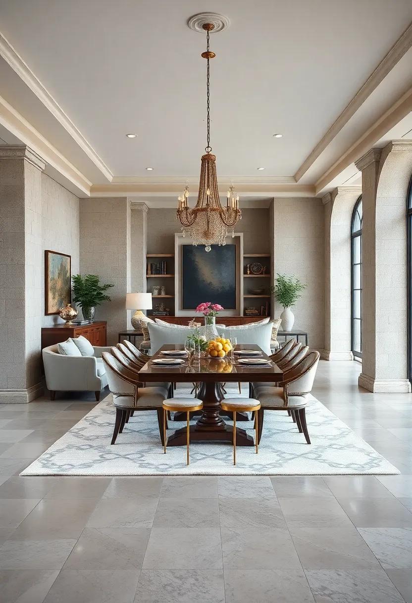 Classic Elegance: Experiment ⁣with traditional‍ furnishings and⁣ ornate detailing, ⁤juxtaposed with a modern open ⁢concept to create a harmonious blend of ⁣old and new