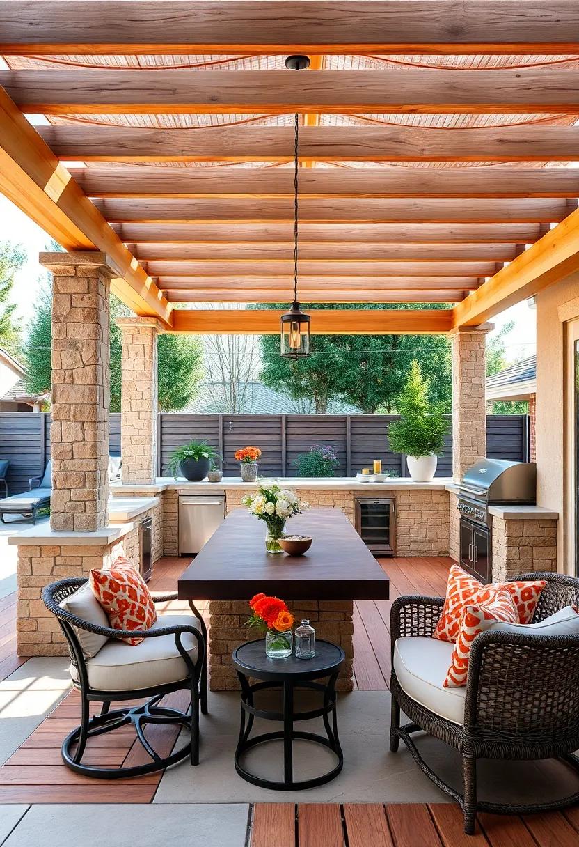 Elevated elegance: A ⁣raised pergola‌ with ‍a wooden deck provides an extravagant vantage⁤ point, ideal ‌for enjoying panoramic views⁢ of⁣ your backyard