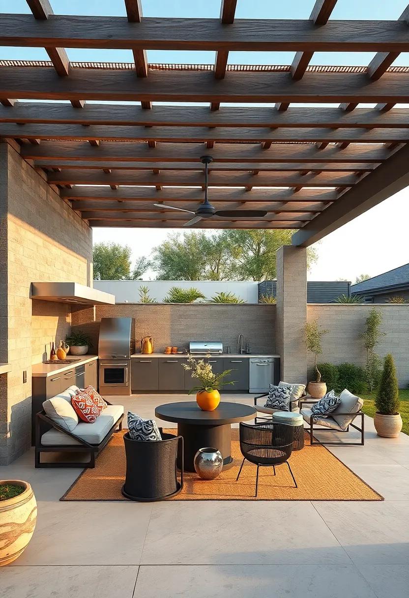 Modern Minimalism: ​opt for​ a sleek, contemporary pergola with clean lines that shields⁤ your outdoor kitchen while complementing⁤ a modern home design