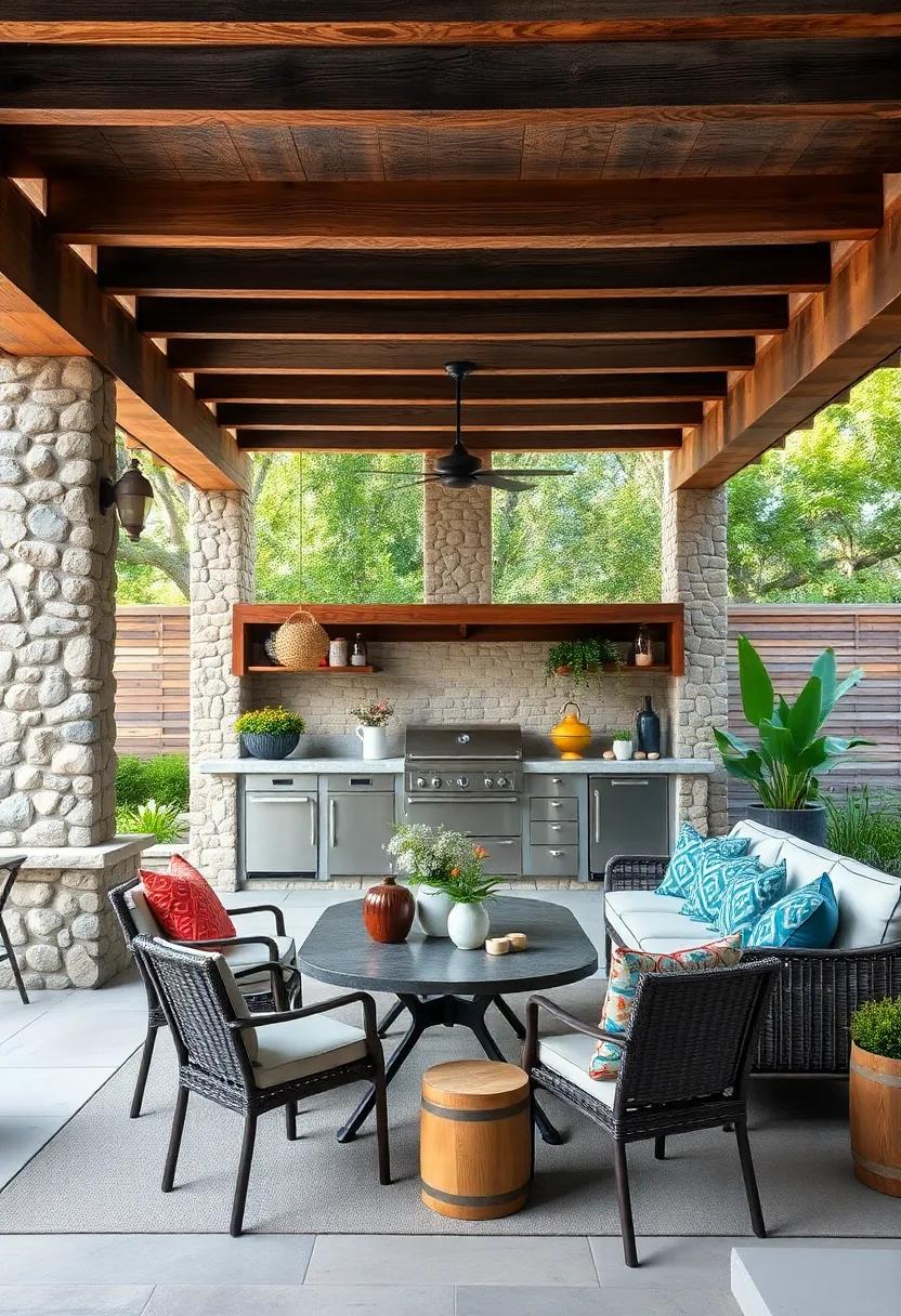 Rustic Charm: Use reclaimed wood to construct a charming​ pergola, ‌adding‌ character and sustainability⁤ to your backyard kitchen