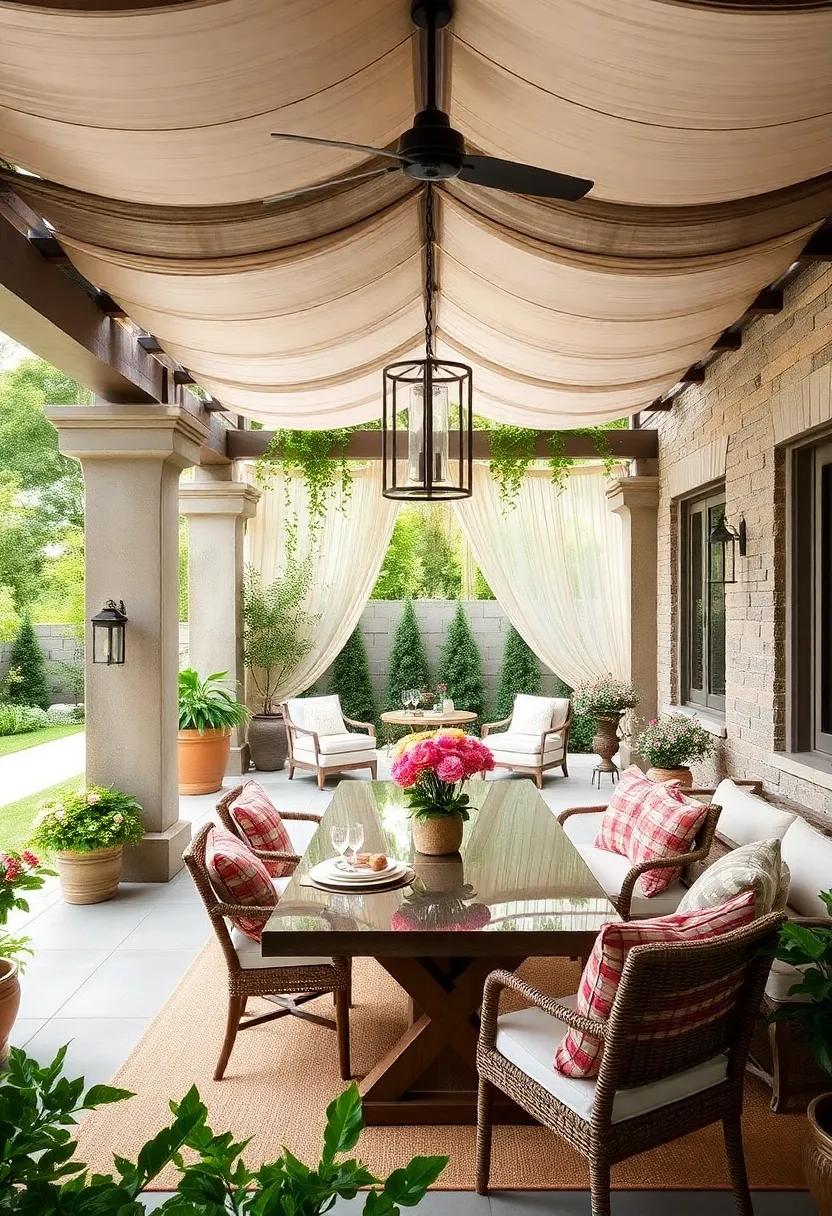 Elegant ‍Pergola Retreat: Build a stylish pergola draped with climbing ⁤vines or sheer fabrics to ​provide shade and a sophisticated ambiance for dining‌ al fresco