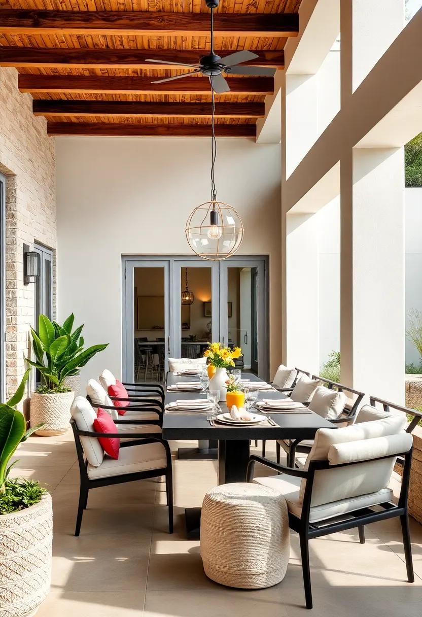 Modern Minimalist vibe: Utilize sleek‌ furniture with clean lines, paired with⁢ simple table settings to create an elegant‌ and uncluttered ‌outdoor dining experience