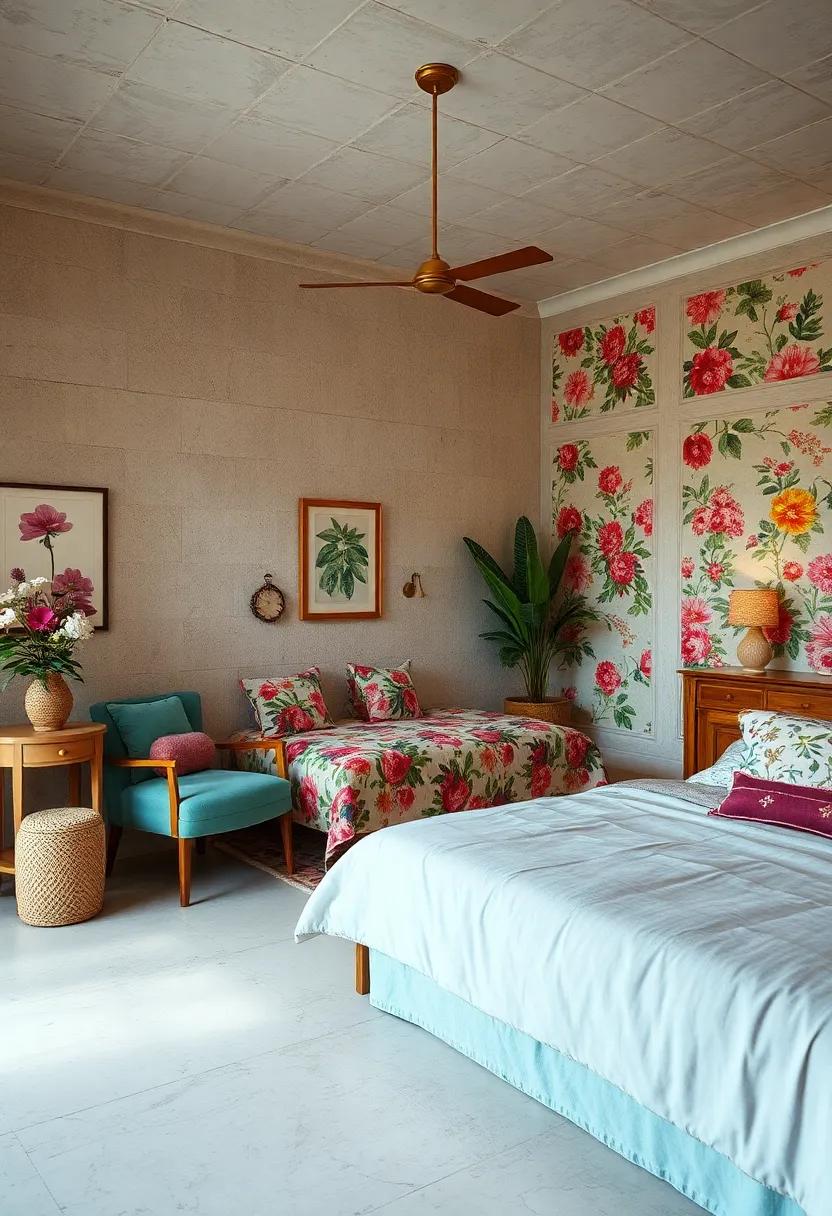 Showcase a⁣ collection of​ floral textiles in varying scales, from tiny prints to⁣ oversized ⁢images, for depth and interest
