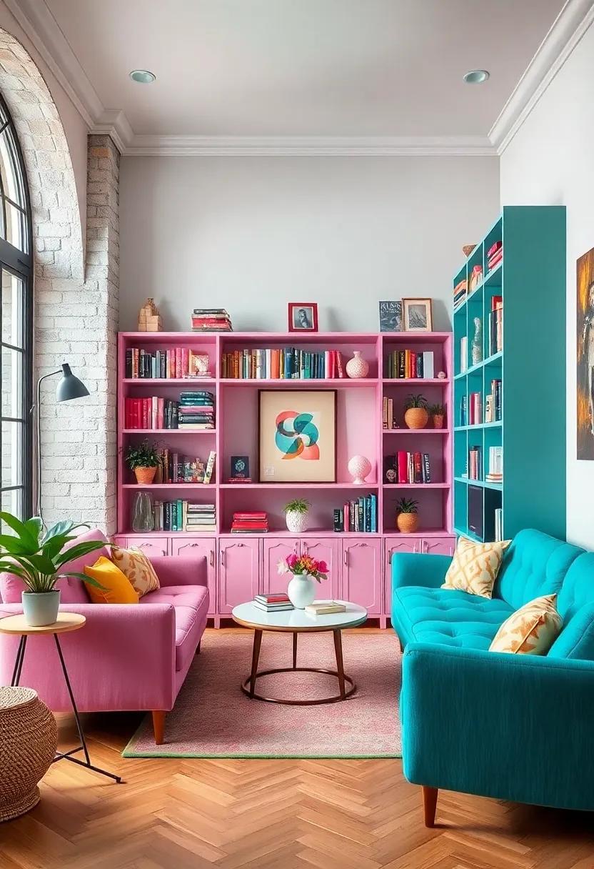 Introduce pastel bookshelves to showcase your vintage book collection while adding a delightful splash of color to your walls