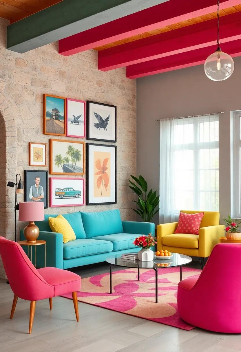 Include pastel-colored picture frames for a whimsical touch to your gallery wall that harmonizes with your⁣ retro artwork