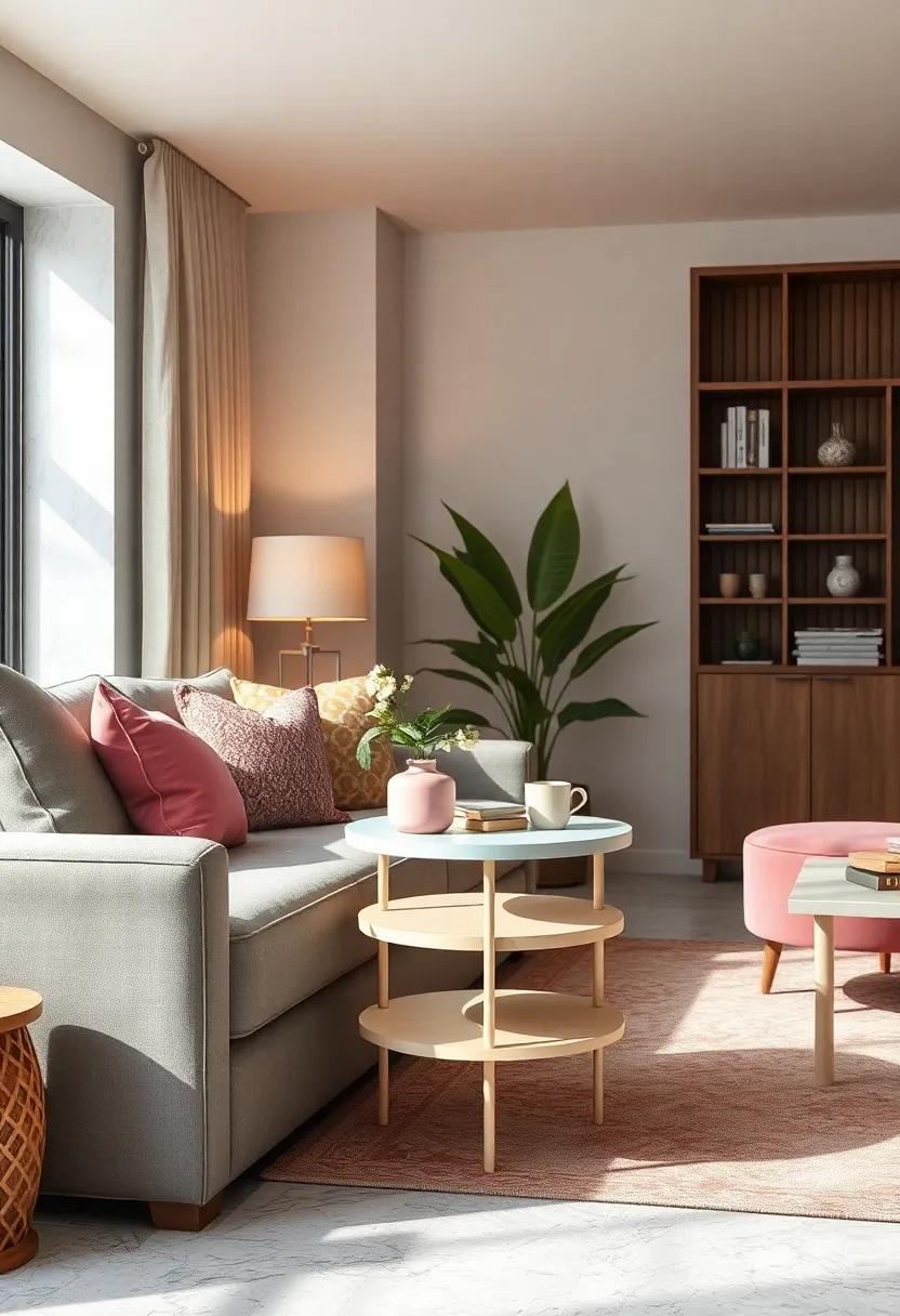 Add a pastel side table ⁢next to your couch ‌to introduce a pop of color while providing a stylish ‌surface for drinks and decor