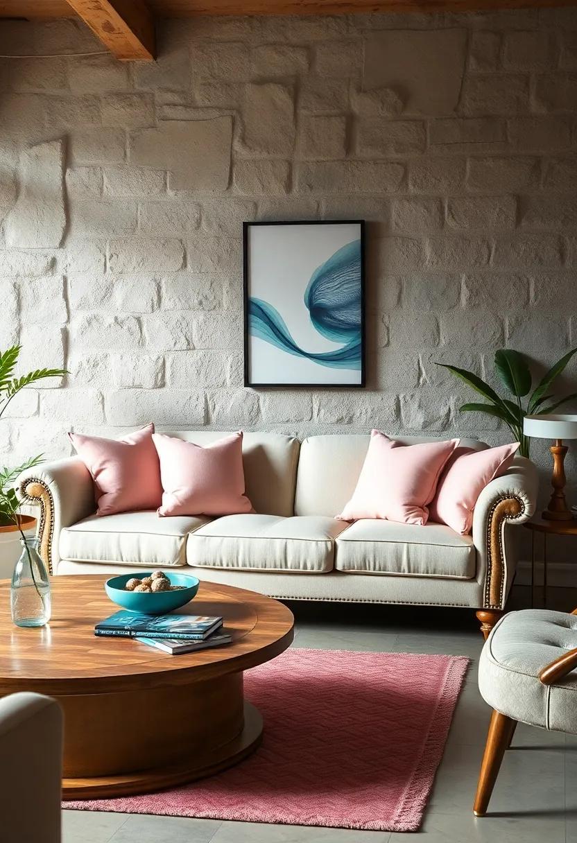 Use pastel accent pillows on a vintage couch to infuse the space with⁢ color while inviting warmth and comfort