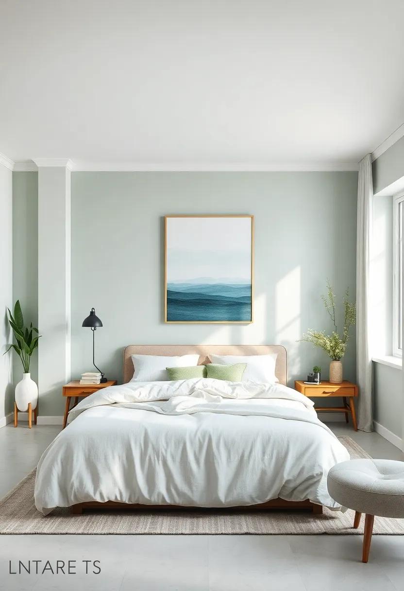 Calming Color Palette:⁤ Choose a color palette of ‍soft blues‌ and ​greens that promote peace, complemented‌ by minimalist artwork ‍that‌ echoes those ⁢hues