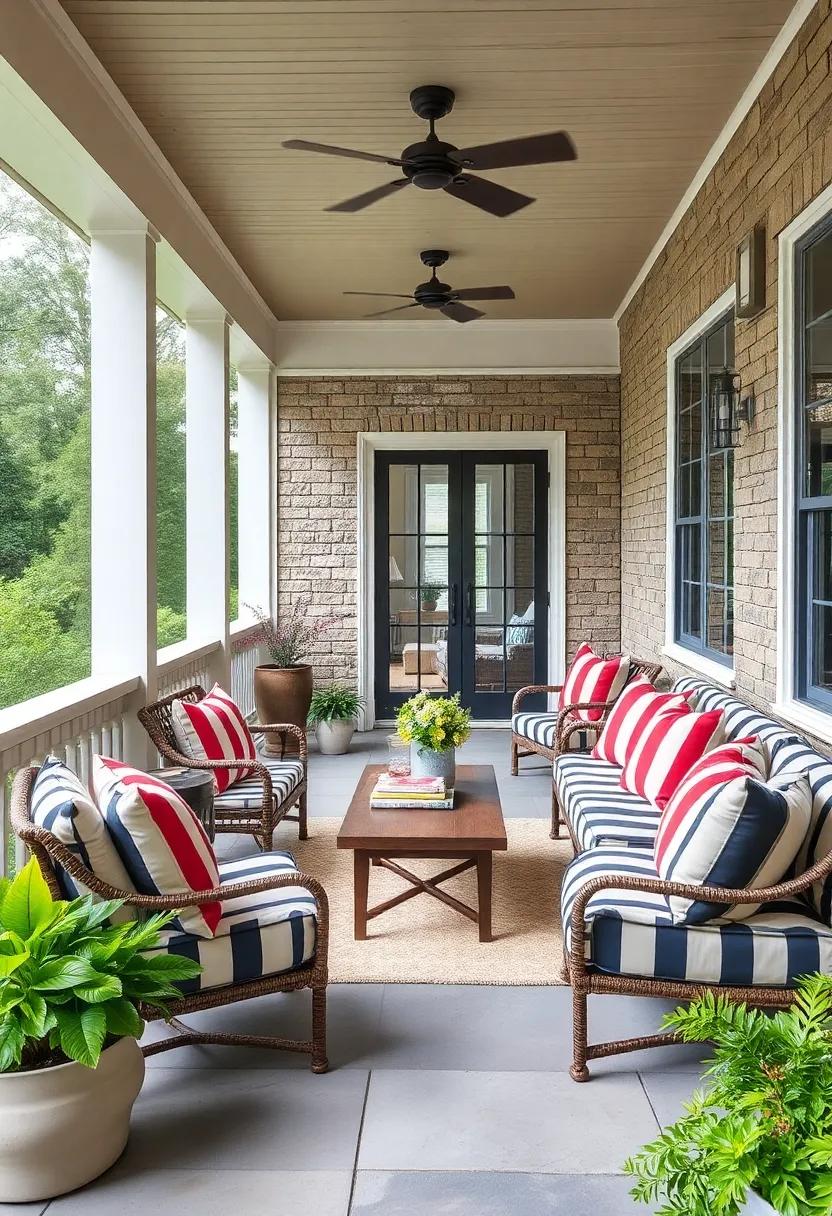 Incorporate Outdoor-Approved fabrics: Select weather-resistant striped ​cushions to ensure ⁢your⁤ porch⁣ remains‍ stylish and practical all year​ round