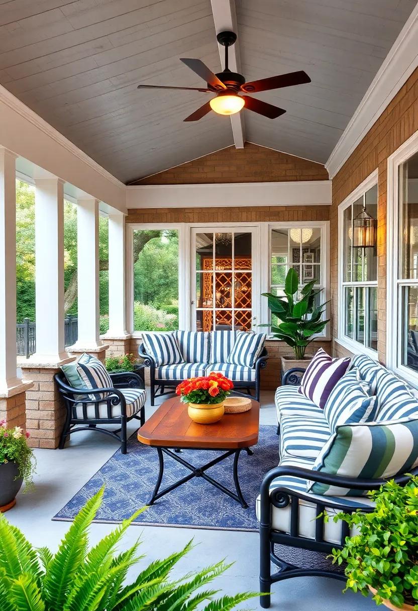 Use Striped Cushions for Functionality:​ Select cushions with built-in handle features for easy rearranging,⁣ bringing both style ⁤and‌ practicality to your⁢ porch