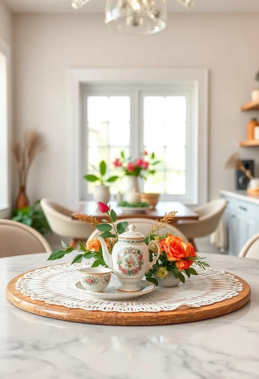 Charming Tea Set: Display a quaint tea set as part of your centerpiece; it invites conversation and adds ‍a vintage charm