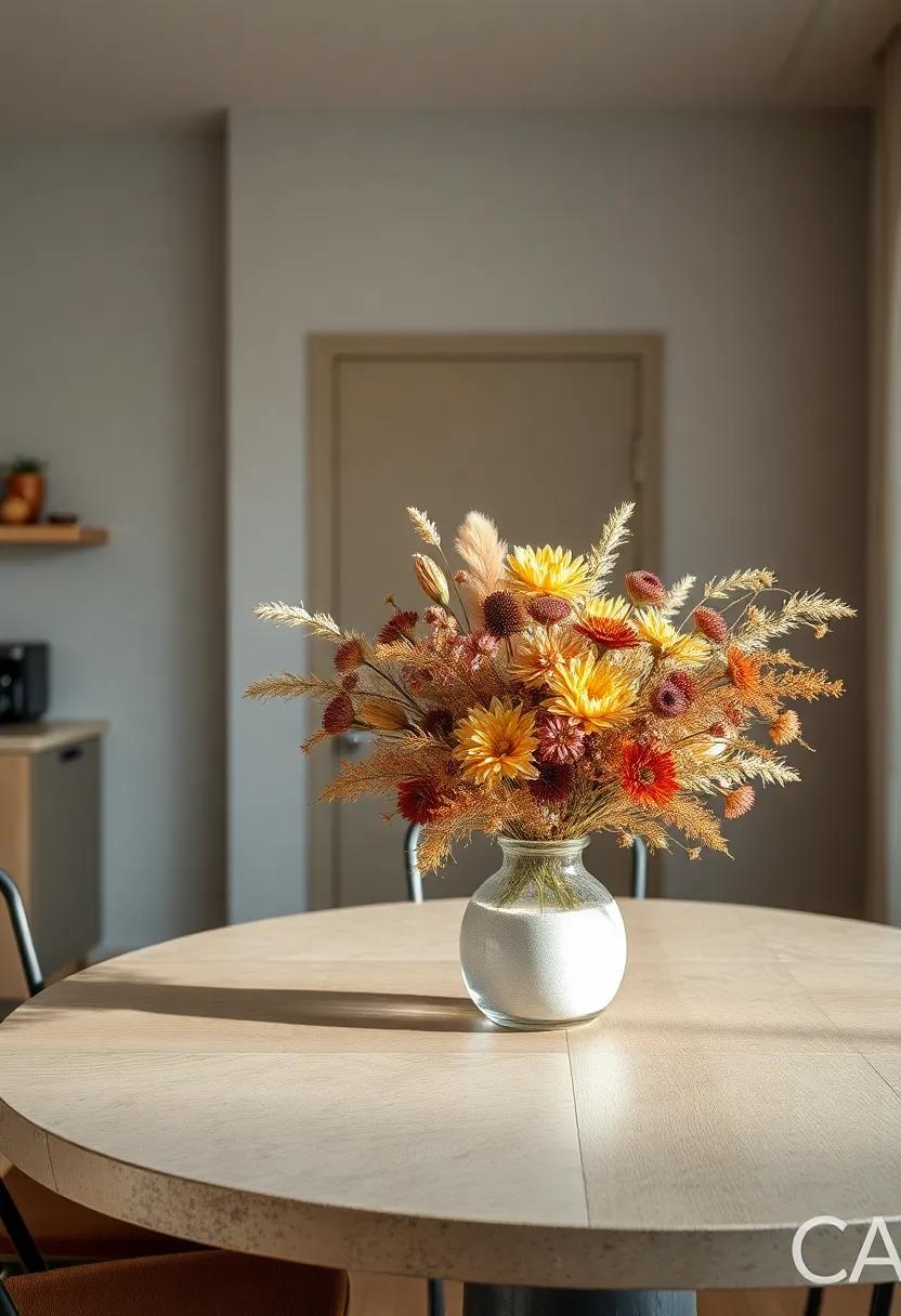 Dried Flower Bouquet: A dried flower arrangement brings a rustic charm and long-lasting beauty to your ⁢kitchen table