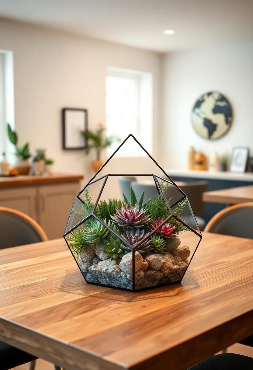 Geometric Terrarium: ‍Create‍ a ​captivating centerpiece with a geometric ‍terrarium filled ‍with succulents ⁣or air plants