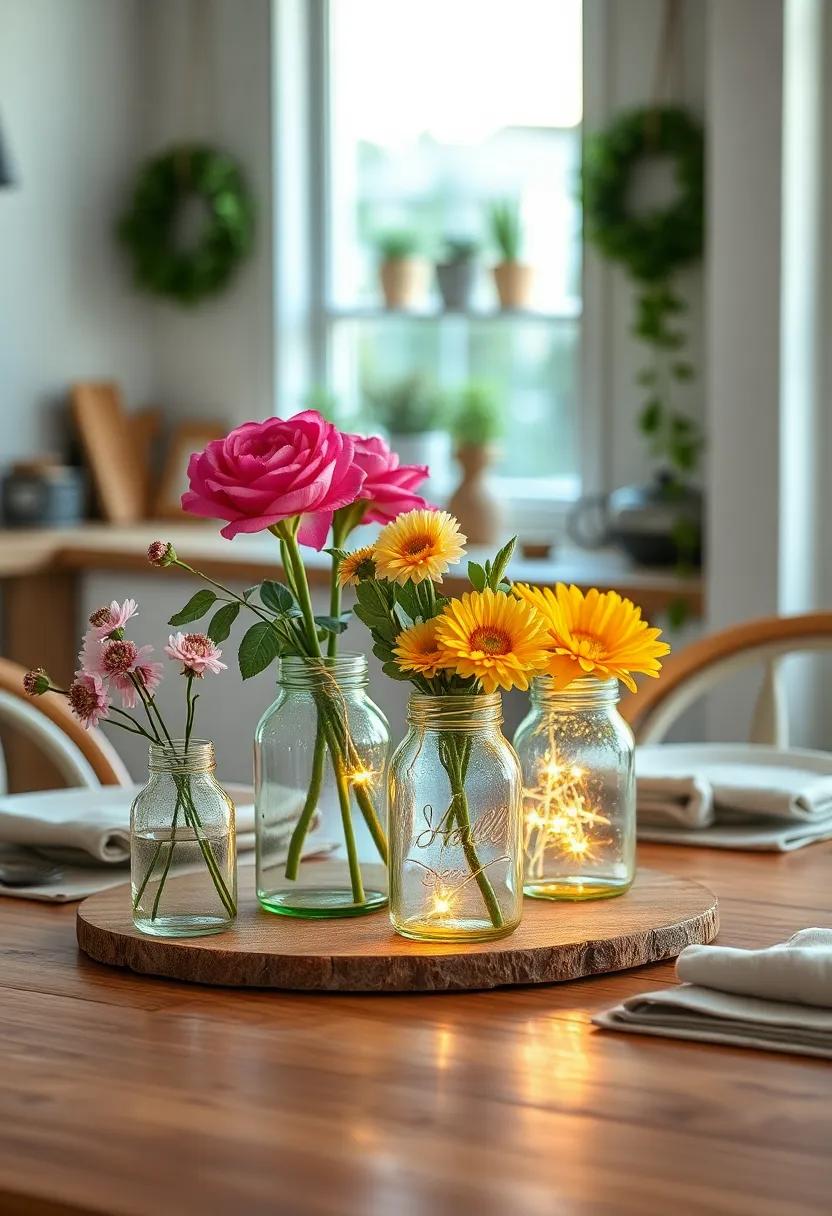 Hand-painted‍ Mason Jars: Fill ‌hand-painted mason jars with fresh⁣ blooms or fairy⁤ lights for a ⁢rustic and artistic vibe