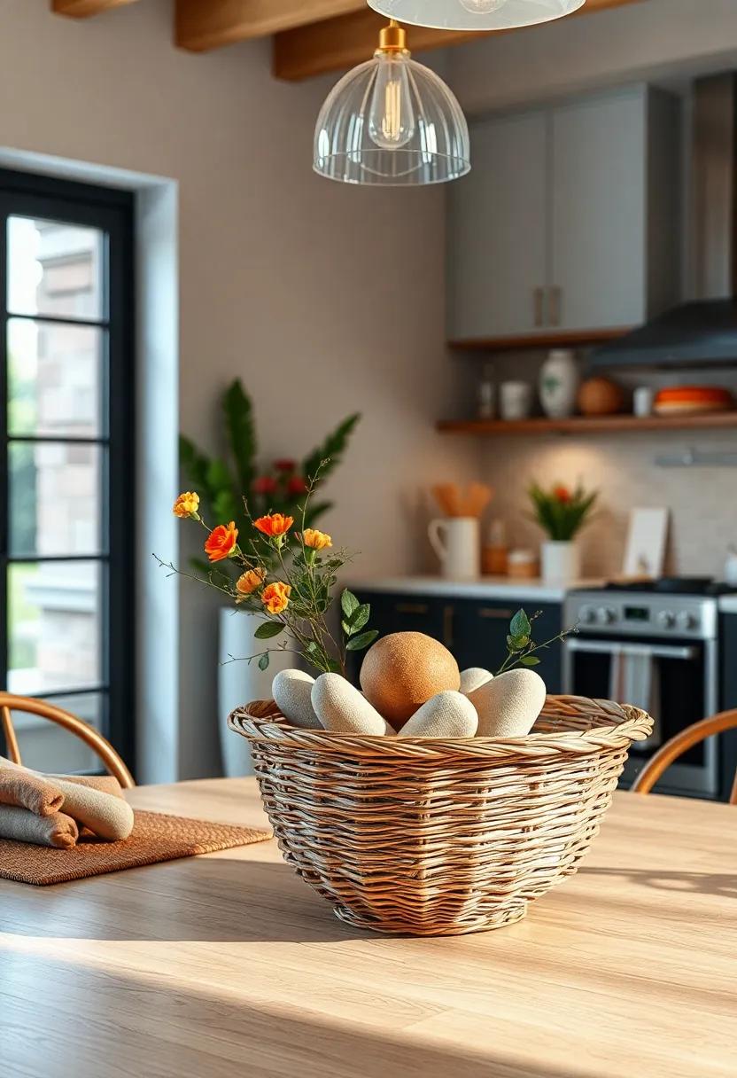 Woven Basket‌ of Bread: A small, inviting woven basket filled with artisan⁢ bread or ⁤rolls adds a homey touch