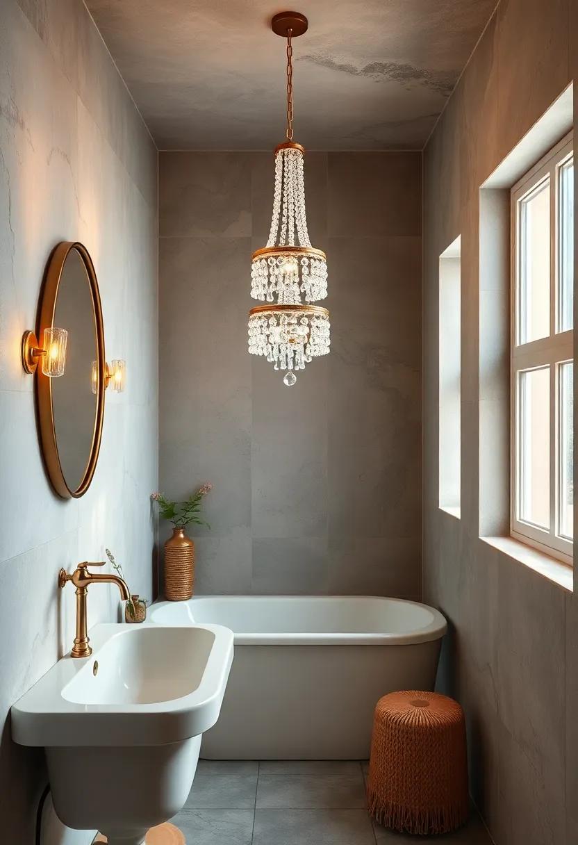 Antique Crystal Chandeliers: install a small‌ crystal chandelier⁣ for a dramatic yet elegant touch, ‌elevating​ the sophistication of‌ the entire bathroom