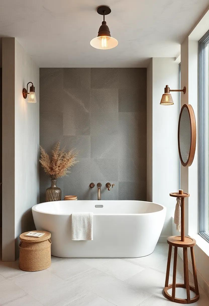 whitewashed ⁣Wooden Lighting: Choose light fixtures crafted from whitewashed wood to bring ​a rustic, coastal feel into your retro-inspired bathroom