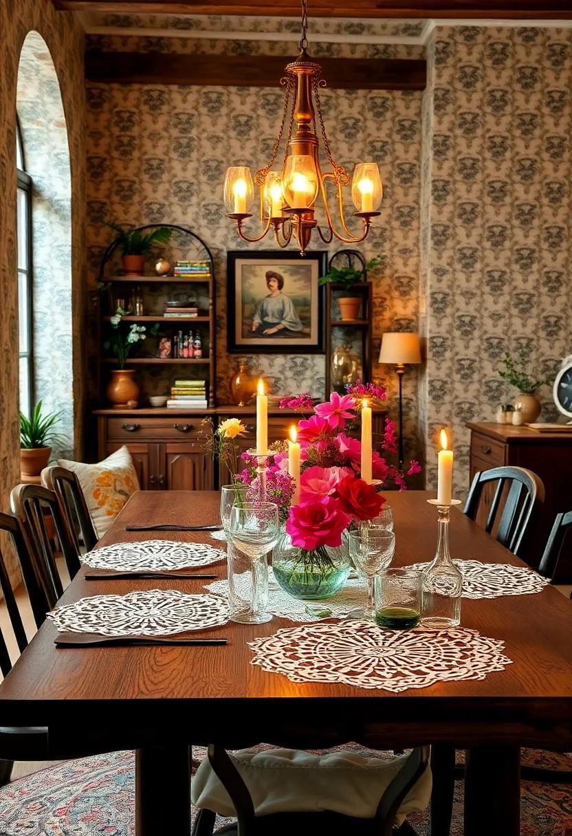 mismatched Dining Chairs: Collect an eclectic mix of vintage chairs to create a charming and lived-in feel around the dining table