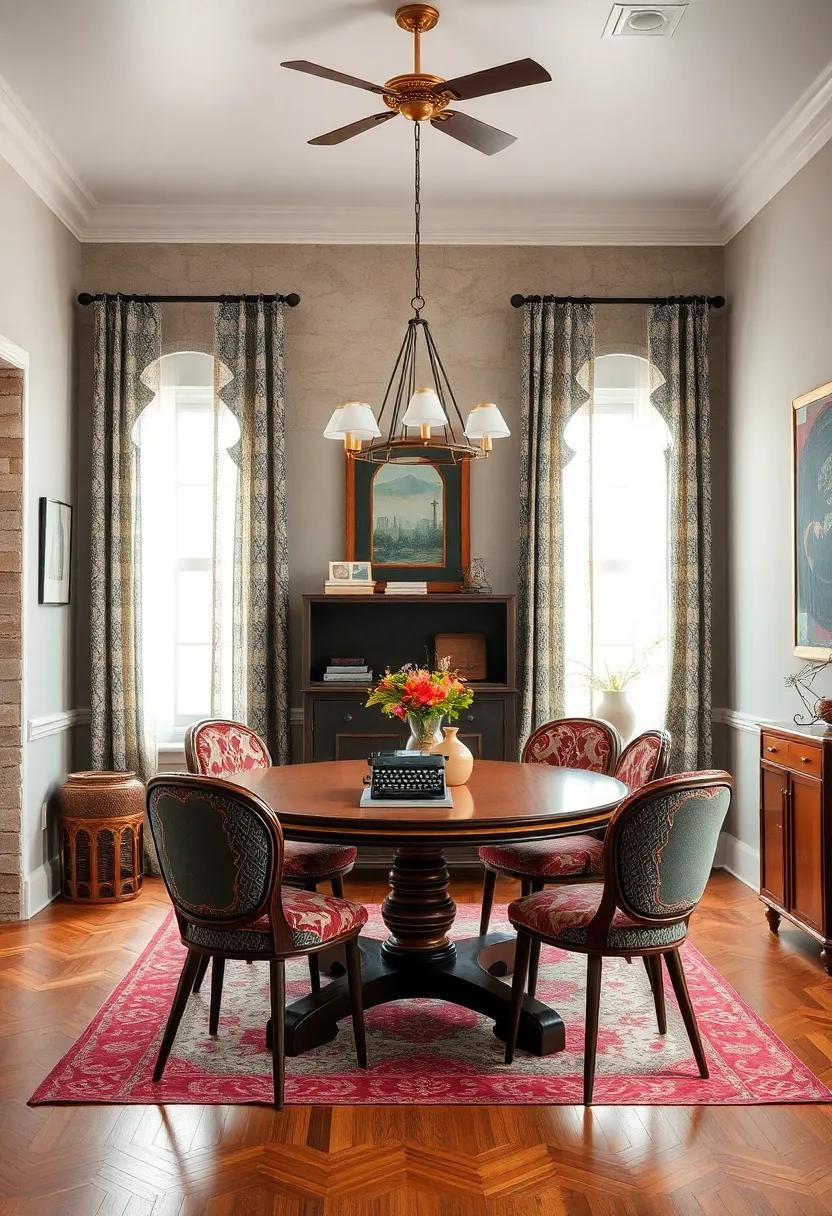 repurposed Finds: Incorporate unique vintage finds, like an old typewriter or radio, to spark conversation and serve as intriguing décor