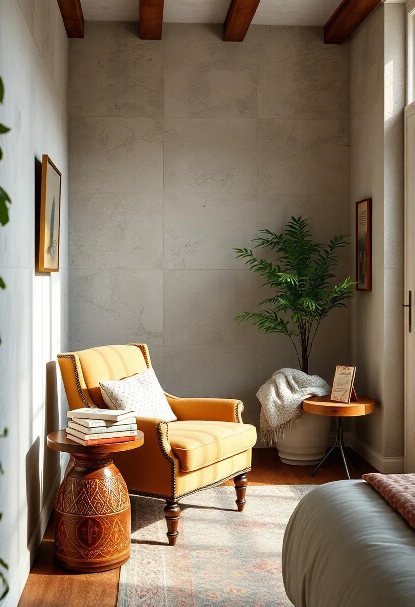 Create a cozy reading⁤ nook ‍with⁣ a vintage armchair ‌and a small side table, ⁤adorned ​with a stack of classic novels‌ and a ‍soft blanket
