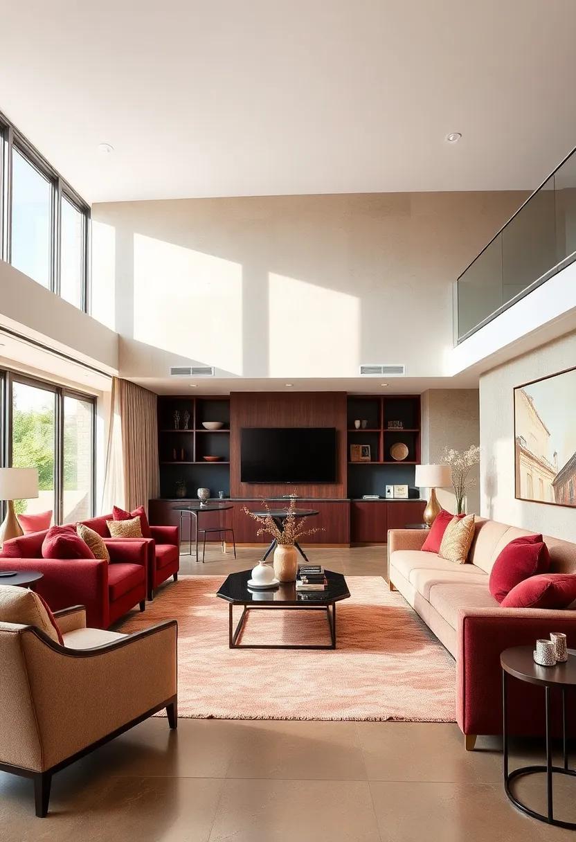 Balance of Luxuries: Creating a seamless flow between rooms by layering ⁤warm burgundy against ‌soft champagne, enhancing grandeur without sacrificing comfort