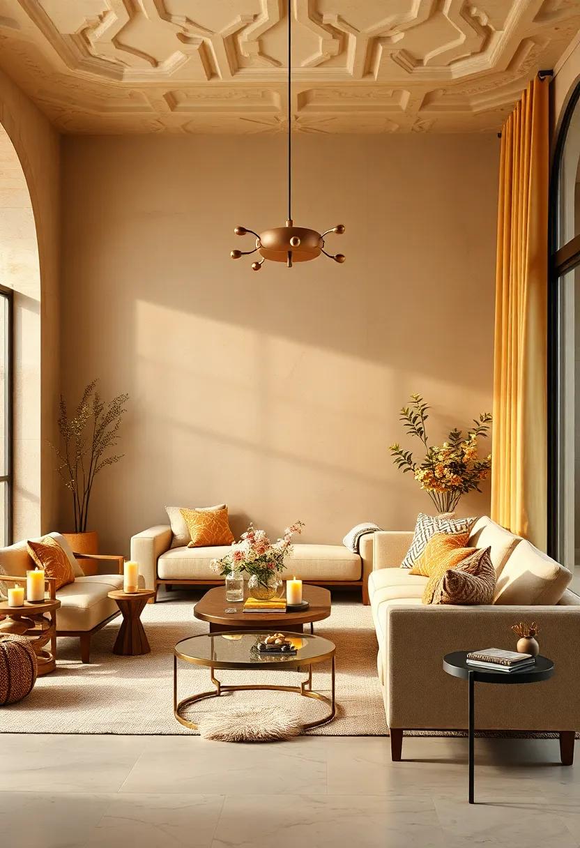 Scented Candles: Fill your space with butterscotch-scented candles to tie the color scheme together with inviting aromas that enhance cozy vibes