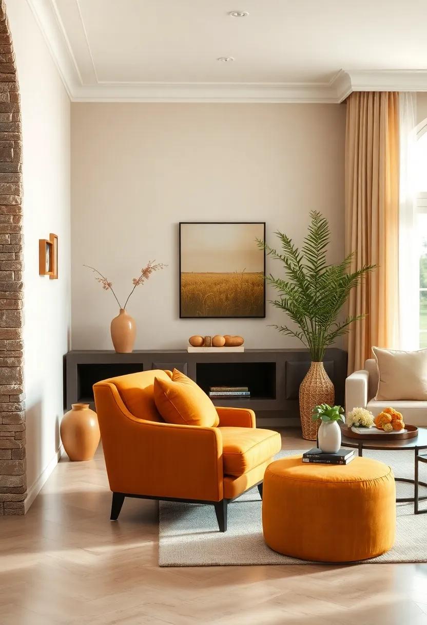 Accent Furniture: Add‍ an accent ​chair in ‍a rich butterscotch color to provide a pop of warmth against an ivory backdrop in a neutral room
