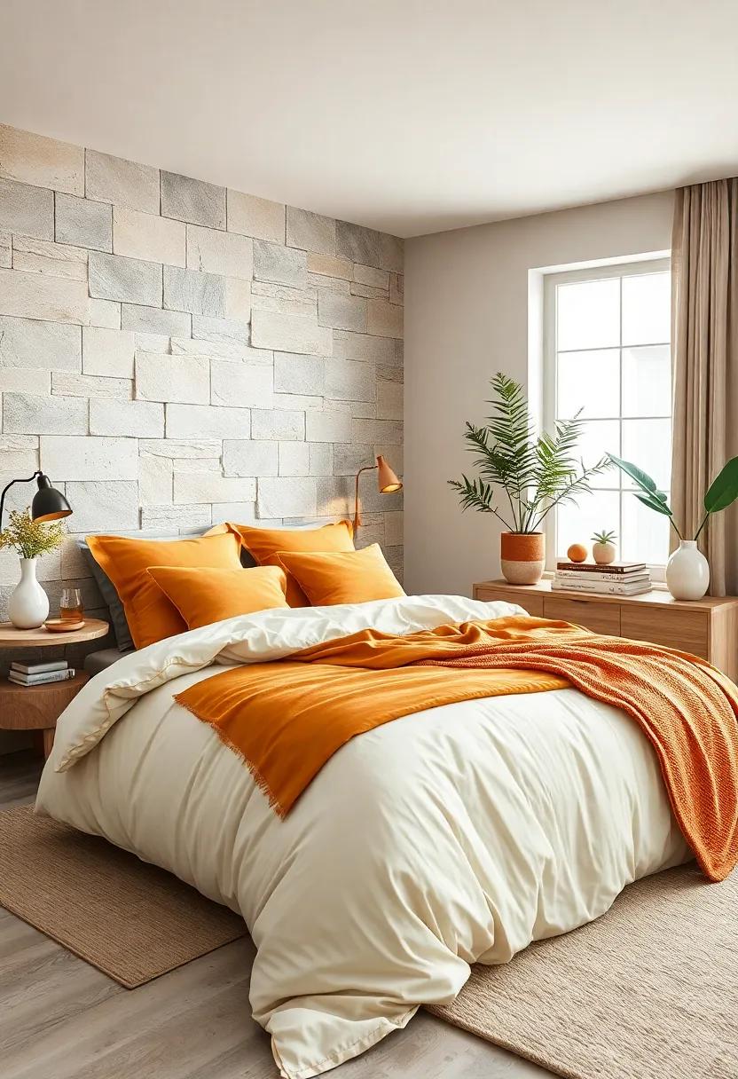 Layered Bedding: Opt for sumptuous ⁤bedding that⁣ features⁣ soft ivory sheets coupled with a plush butterscotch duvet cover for an inviting bedroom sanctuary