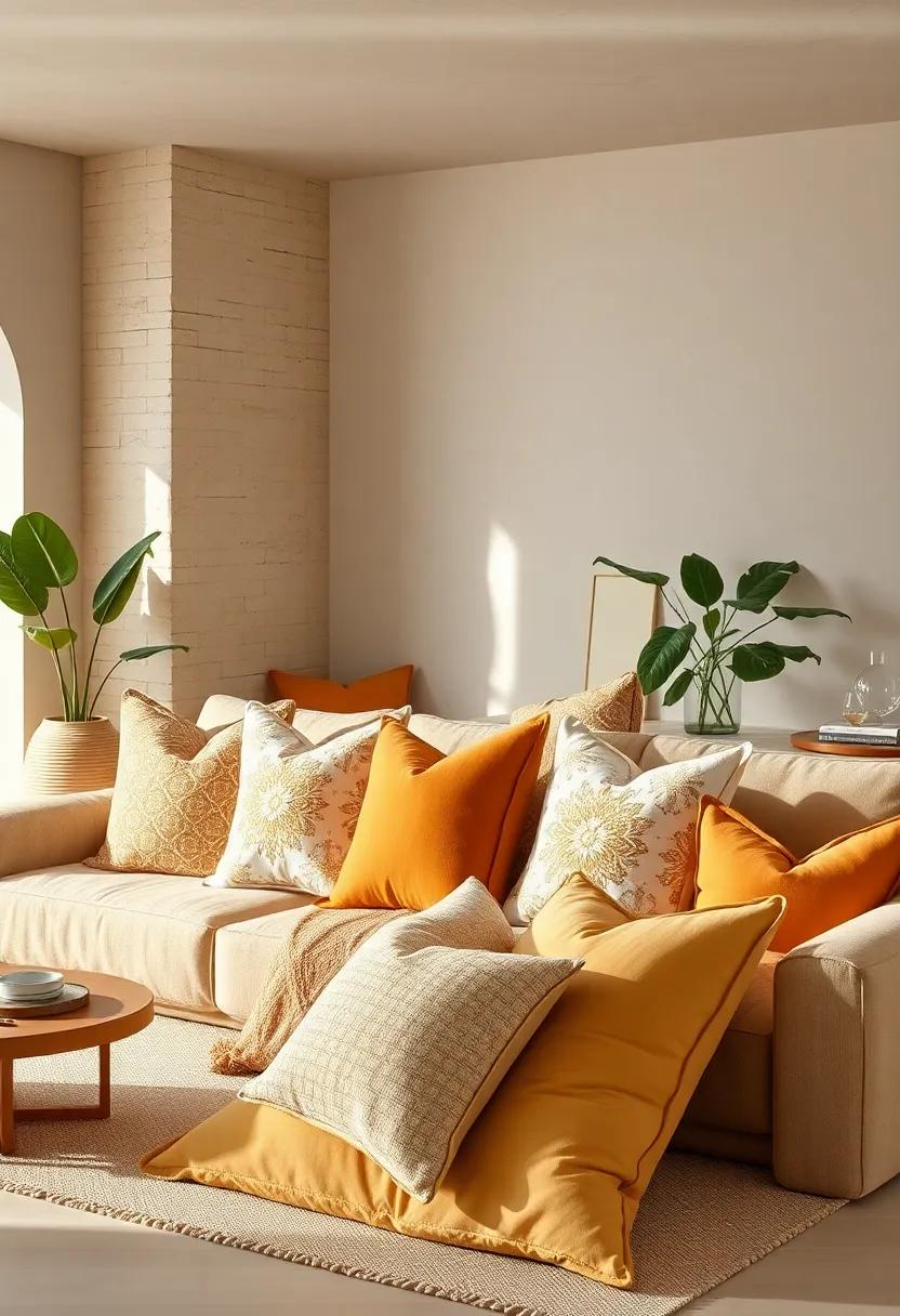 Pillows Galore: Curate a collection of pillows in various textures ‍and patterns that incorporate butterscotch and ivory for added ⁤interest
