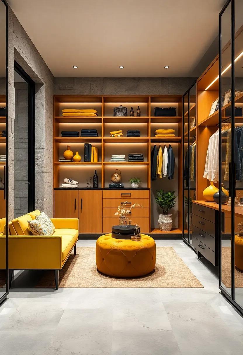 27 Must-Have Essentials for a Chic Mustard Yellow and Black Walk-In Closet