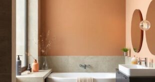 29 Inspiring Two-Tone Bathroom Color Ideas with Earthy Tones to Refresh Your Space