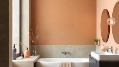 29 Inspiring Two-Tone Bathroom Color Ideas with Earthy Tones to Refresh Your Space