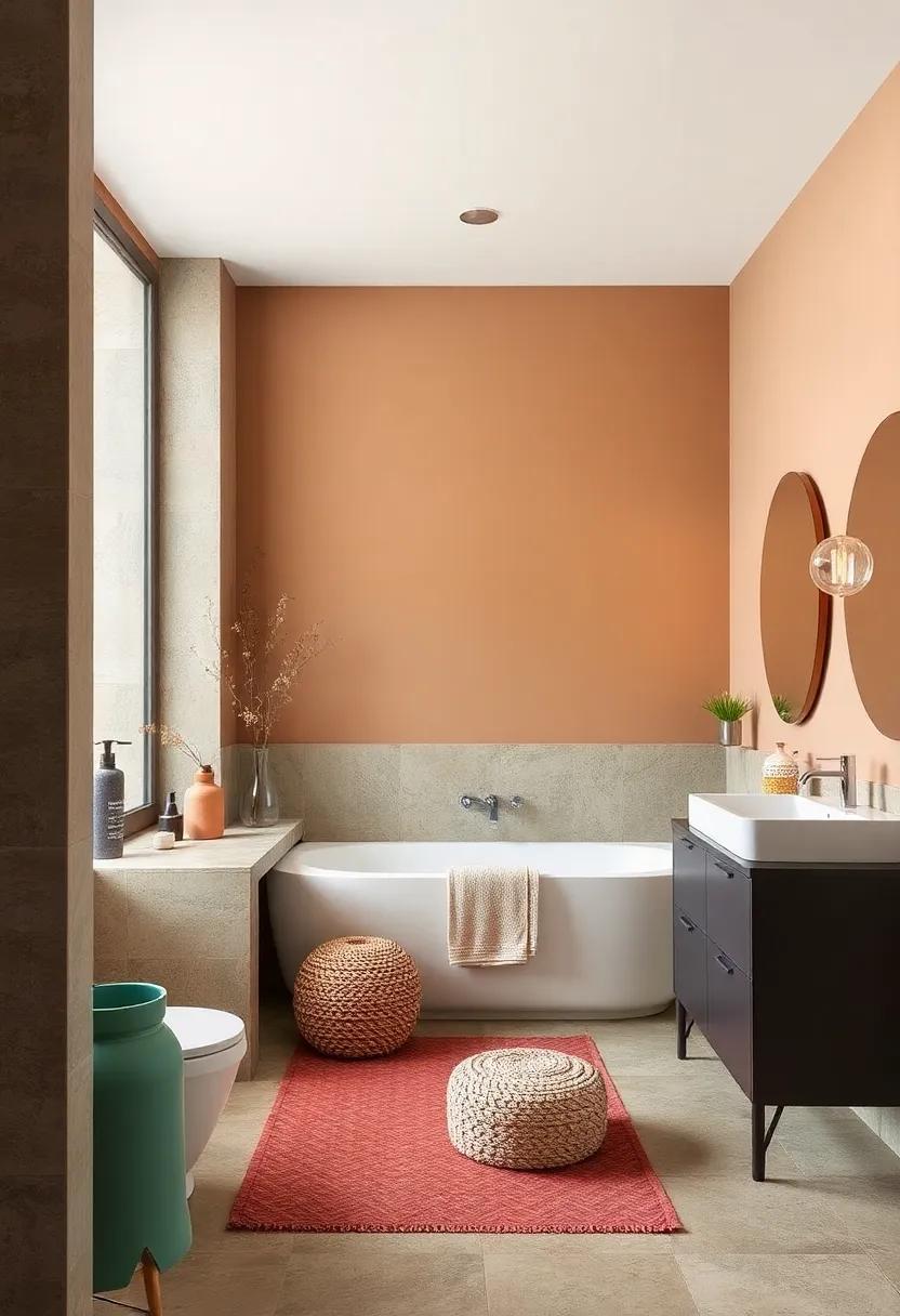 29 Inspiring Two-Tone Bathroom Color Ideas with Earthy Tones to Refresh Your Space