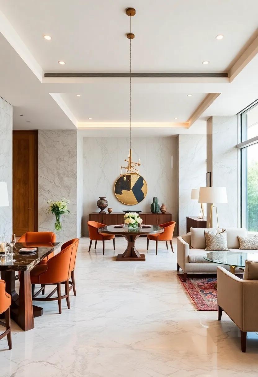 25 Stunning Ideas for Incorporating Marble Flooring in Luxury Dining Rooms